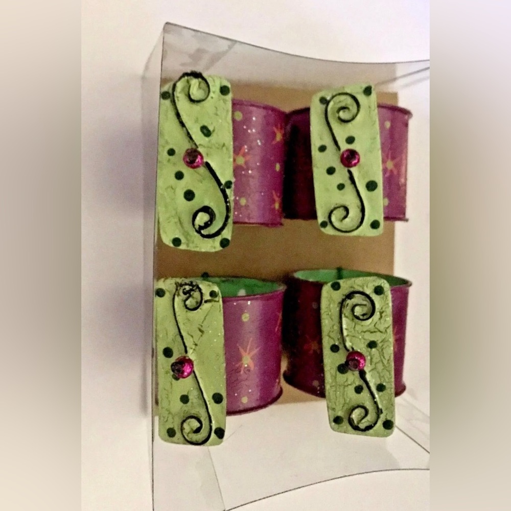 New Whimsical Napkin Rings Purple and Green Carly’s Wish designed by C Kortus